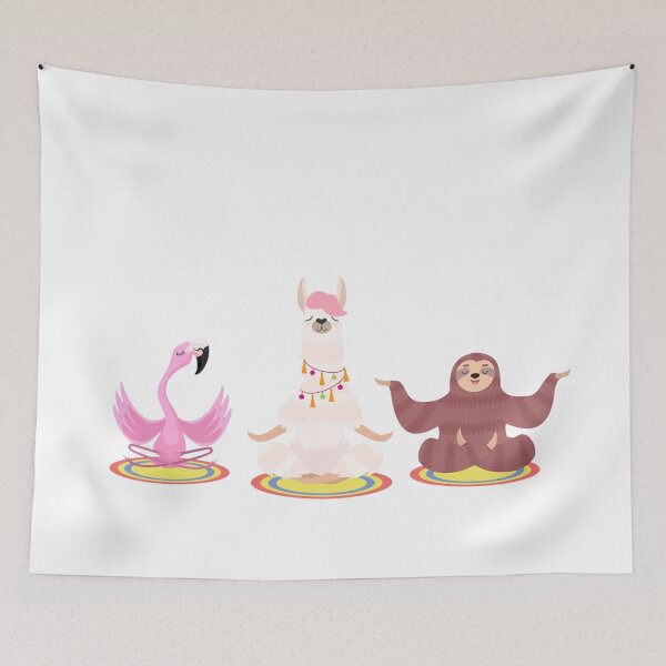 Item preview, meditating sloth, llama and flamingo designed and sold by zanbo.
