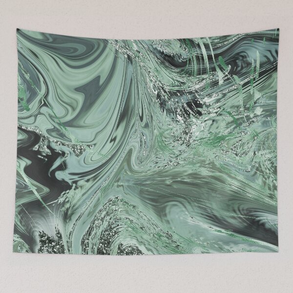 Item preview, Mint Green & Glitter Abstract Art designed and sold by ReesDesigns.