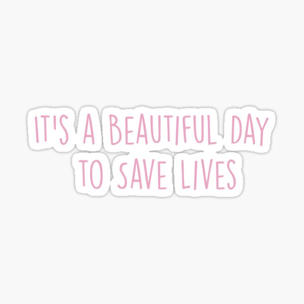 It's a Beautiful Day to Save Lives - PINK Sticker