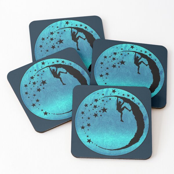 Item preview, Bouldering climber on the moon rock in blue - bouldering gift designed and sold by MadandMean.