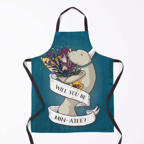 Item preview, Will you be min-atee? Old timey romantic manatee with bouquet of flowers designed and sold by tostoini.