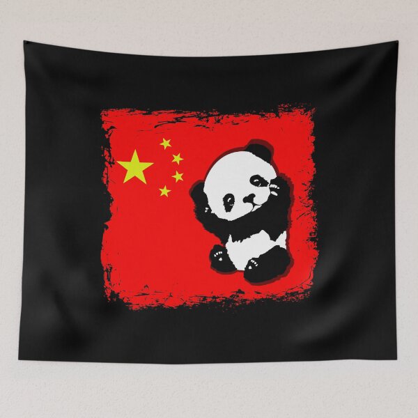 Item preview, A Cute Little Panda With A Chinese Flag Big Panda designed and sold by Paulina Vanlife.