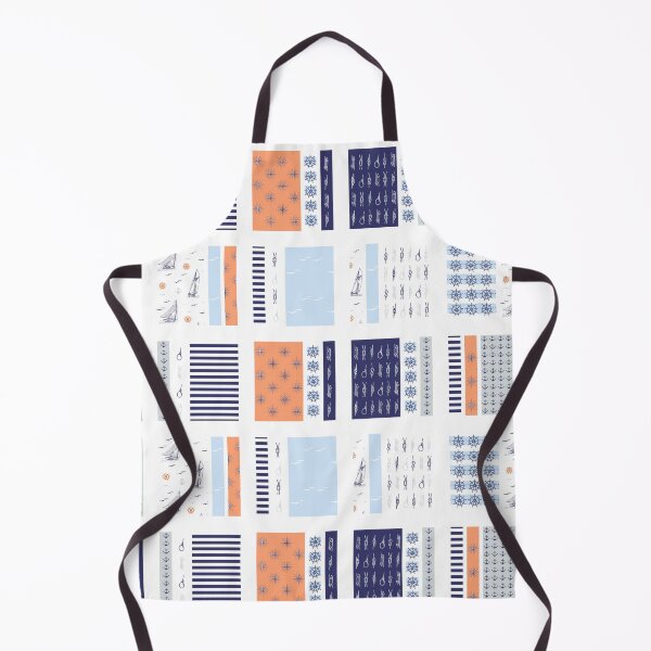 Item preview, Nautical modern patchwork in blue, orange, grey, white designed and sold by Fibracreativa.