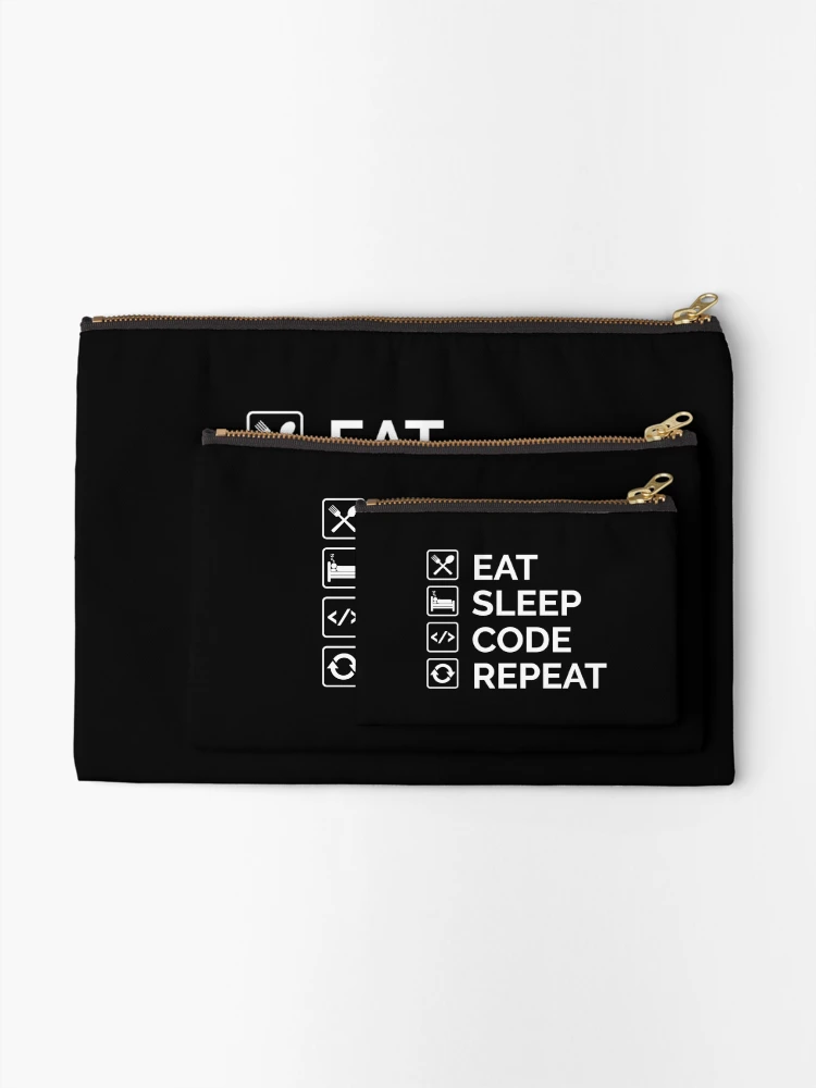 Thumbnail 2 of 4, Zipper Pouch, Eat Sleep Code Repeat Java Coding designed and sold by Sour Soul.