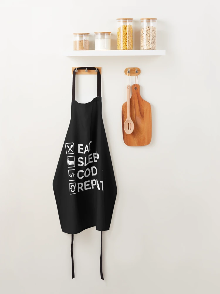 Thumbnail 4 of 6, Apron, Eat Sleep Code Repeat Java Coding designed and sold by Sour Soul.