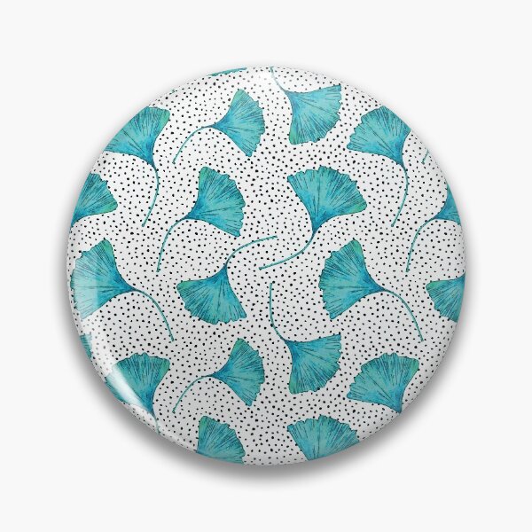 Item preview, Watercolor Ginkgo Biloba Leaves; Teal Green, Black & White Polka Dots designed and sold by KearonAlexandra.