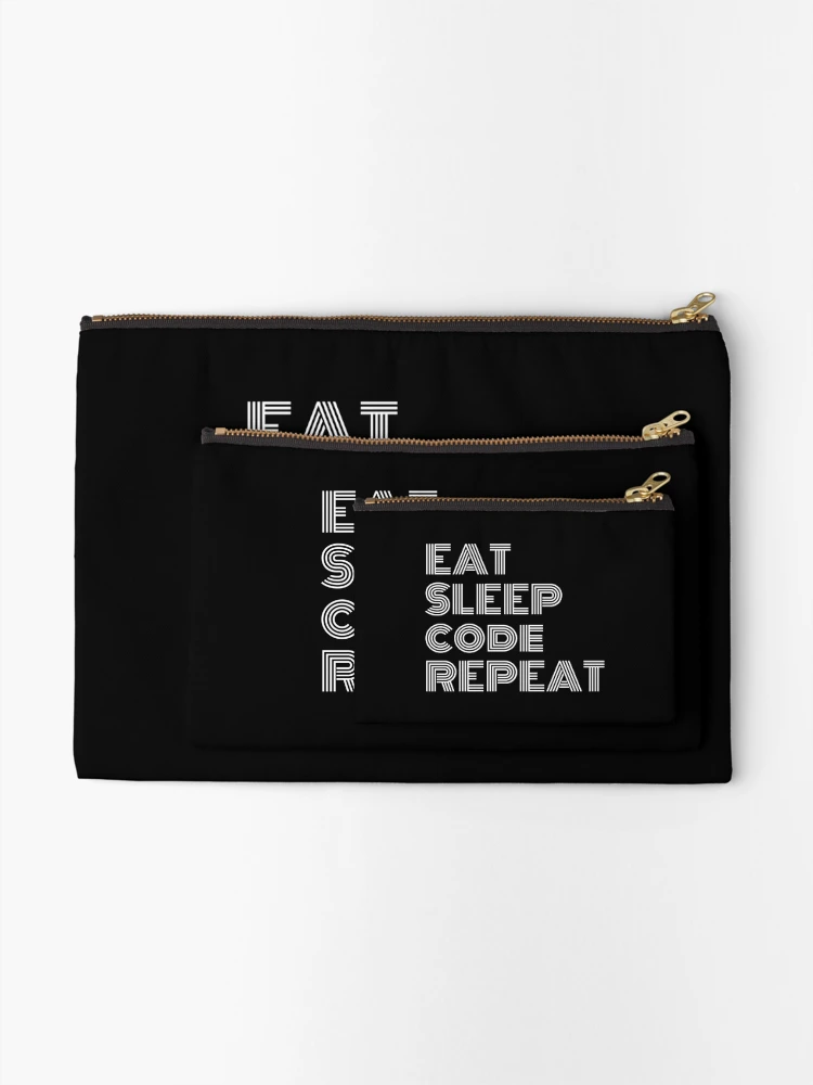 Thumbnail 2 of 4, Zipper Pouch, Eat Sleep Code Repeat Python Coding designed and sold by Sour Soul.