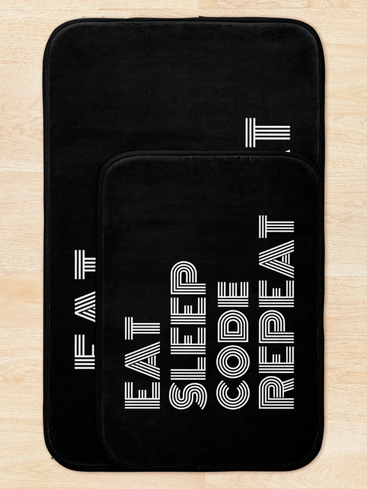 Thumbnail 5 of 6, Bath Mat, Eat Sleep Code Repeat Python Coding designed and sold by Sour Soul.