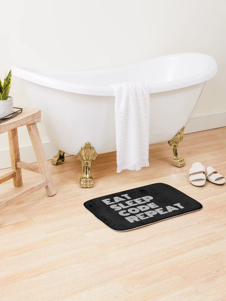 Thumbnail 2 of 6, Bath Mat, Eat Sleep Code Repeat Python Coding designed and sold by Sour Soul.