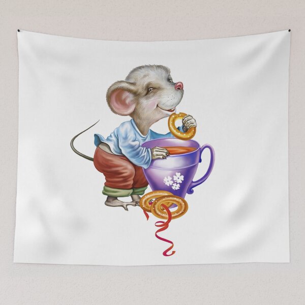 Item preview, rat with a cup of tea and a bun designed and sold by zanbo.