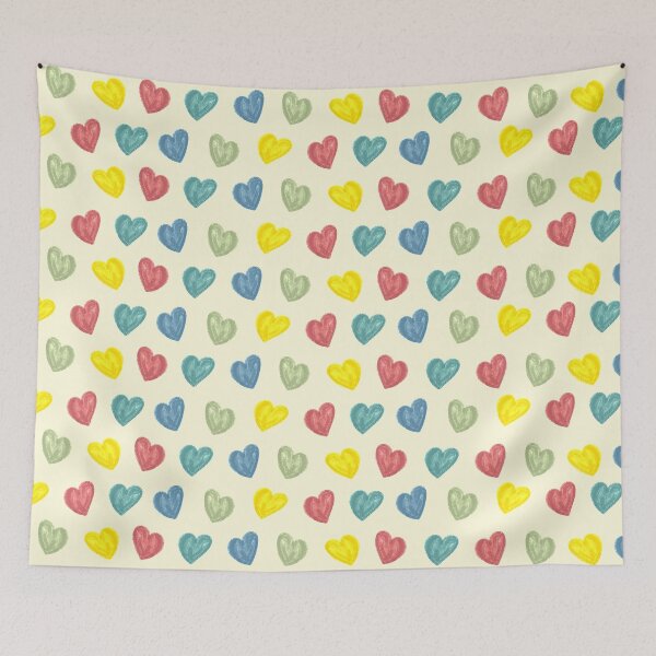Aperçu de l'œuvre Cheerful Chalk Hearts - Crème créée et vendue par Kittys-Art.
