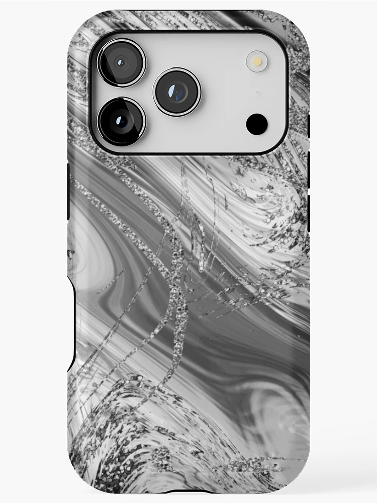 Thumbnail 1 of 4, iPhone Case, Silver Metallic Abstract Art designed and sold by ReesDesigns.