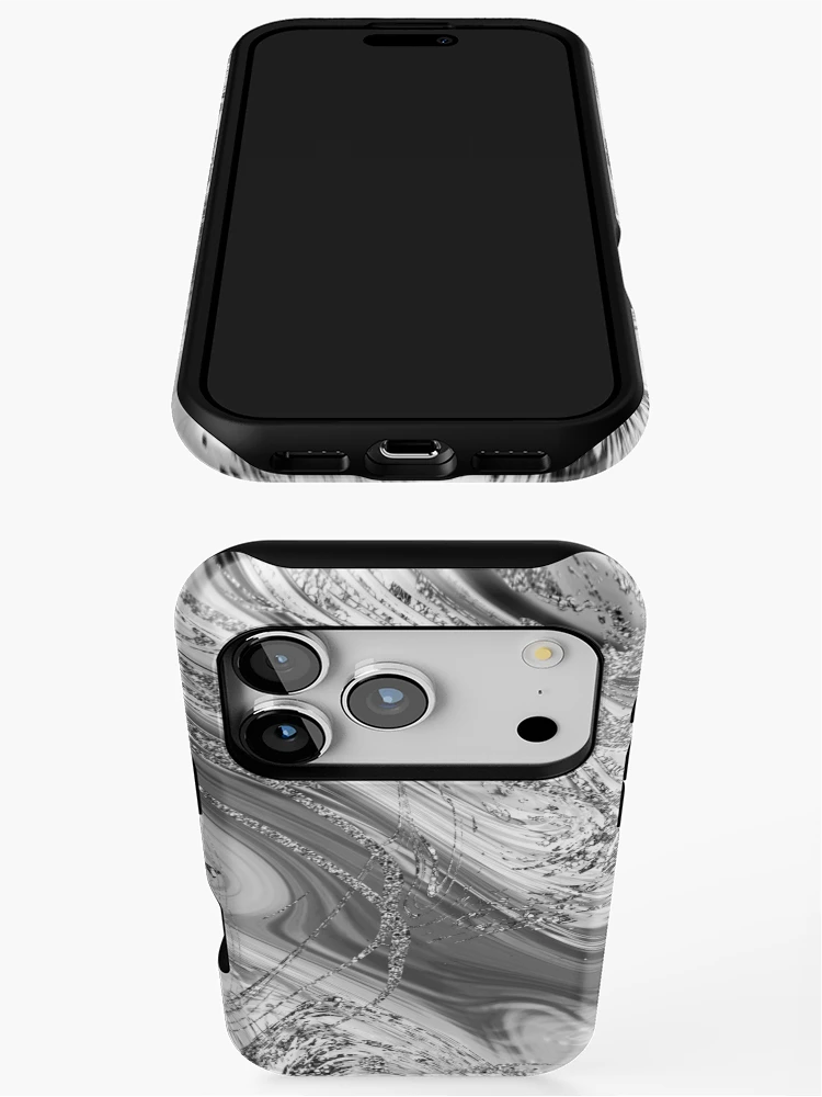 Thumbnail 3 of 4, iPhone Case, Silver Metallic Abstract Art designed and sold by ReesDesigns.