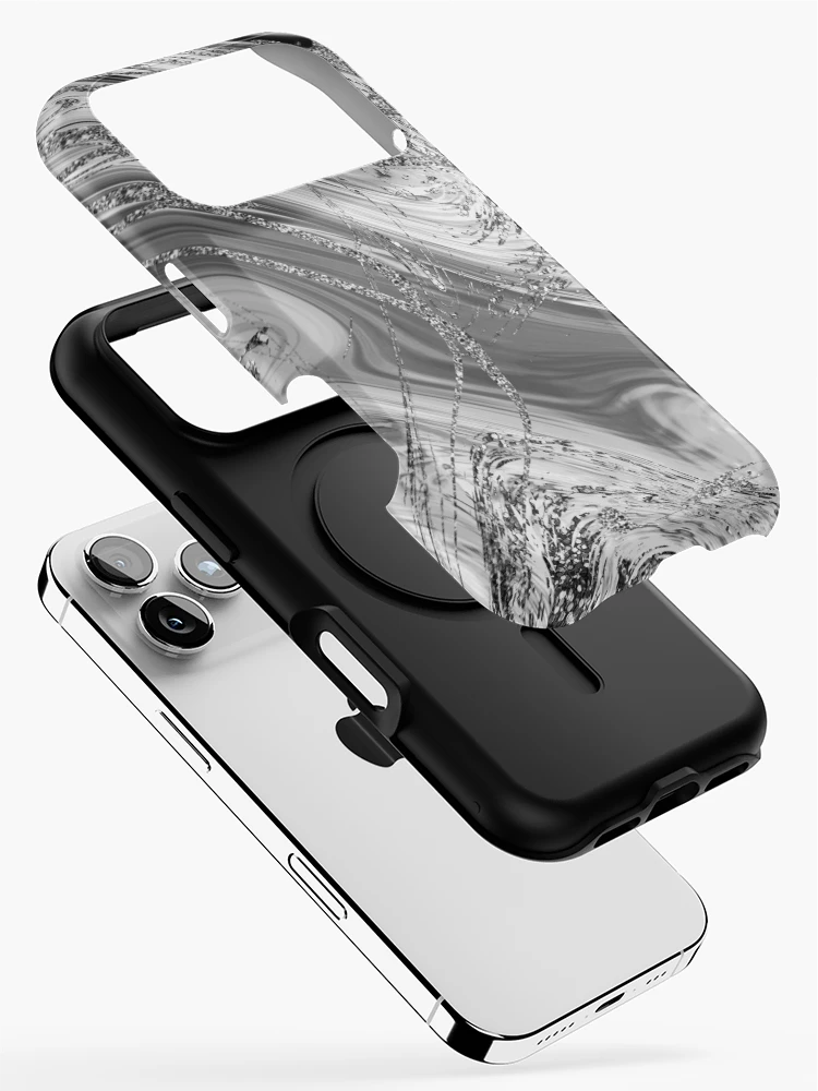 Thumbnail 2 of 4, iPhone Case, Silver Metallic Abstract Art designed and sold by ReesDesigns.
