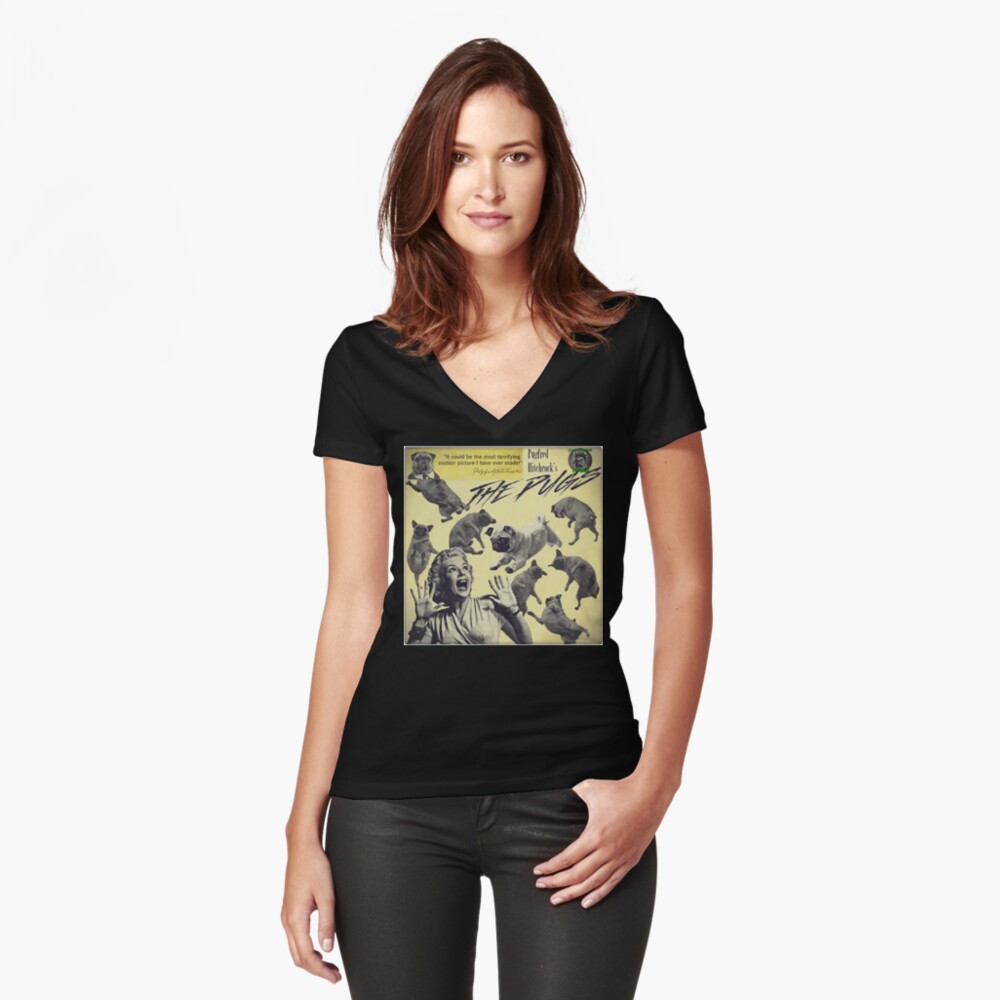Item preview, Fitted V-Neck T-Shirt designed and sold by darklordpug.