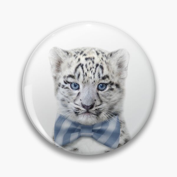 Item preview, Baby Snow Leopard With Bow Tie, Baby Animals Art Print by Synplus designed and sold by synplus.