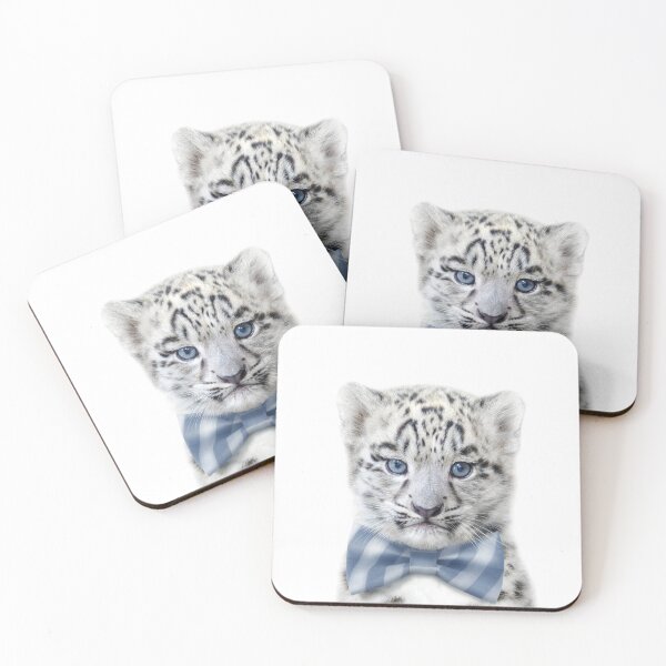 Item preview, Baby Snow Leopard With Bow Tie, Baby Animals Art Print by Synplus designed and sold by synplus.