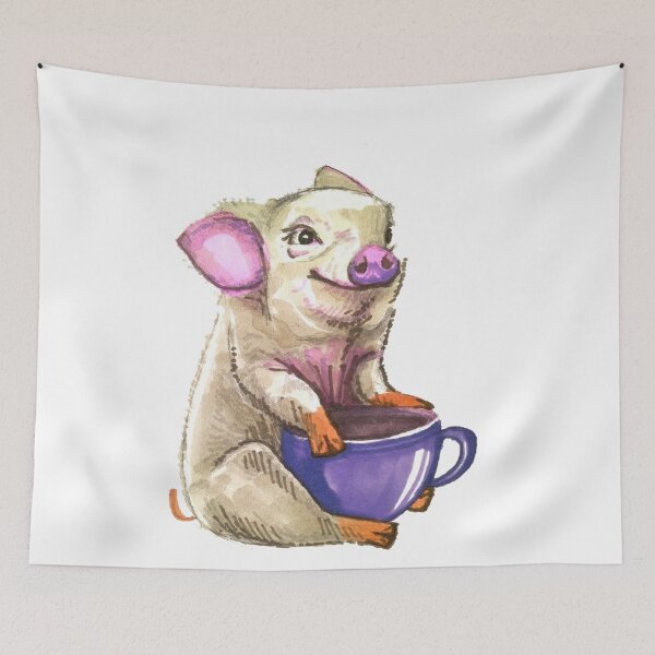 Item preview, pig with cup of cocoa designed and sold by zanbo.