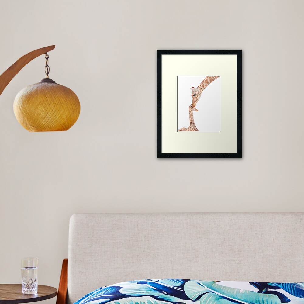 "Mom and Baby Giraffe" Framed Art Print for Sale by CasmahCreations