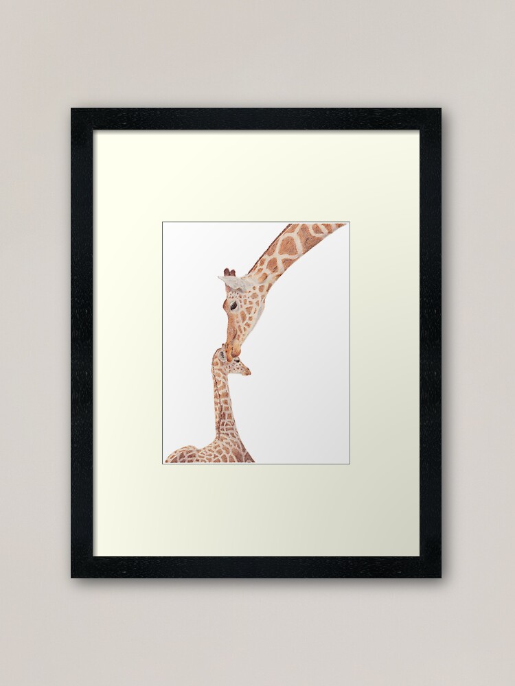 "Mom and Baby Giraffe" Framed Art Print for Sale by CasmahCreations