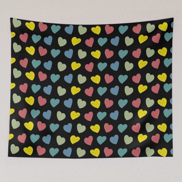 Aperçu de l'œuvre Cheerful Chalk Hearts - Noir créée et vendue par Kittys-Art.