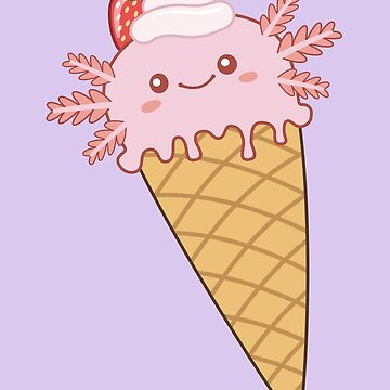 Artwork thumbnail, Strawberry Axolotl Ice Cream by ElectricFangs
