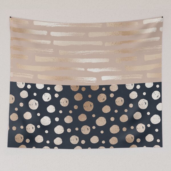 Item preview, Gold Stripes and Dots in Navy and Gold Horizontal Contrasting Patterns  designed and sold by squishyrainbow.