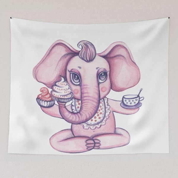 Item preview, Pink elephant at breakfast  designed and sold by zanbo.