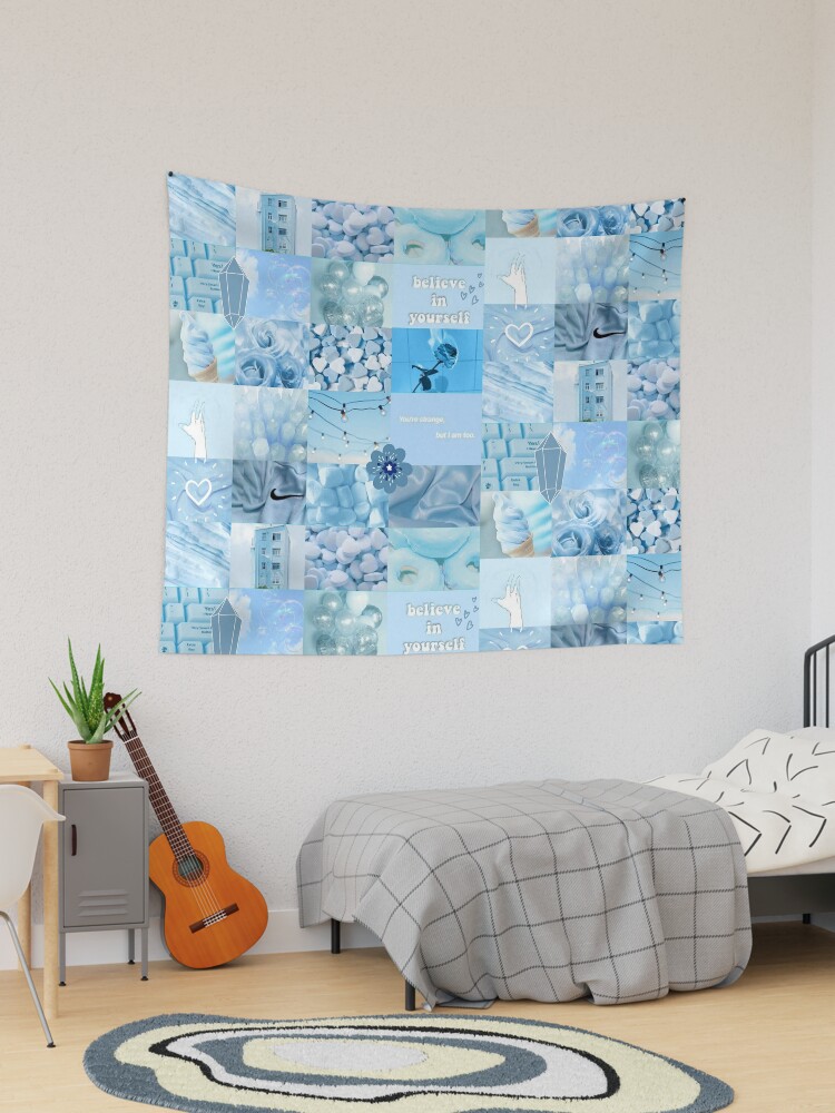 Light blue and grey tapestry sale