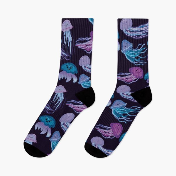 Item preview, Cute Cartoon Watercolor Blue and Purple Jellyfish designed and sold by TheRainbowRoom.