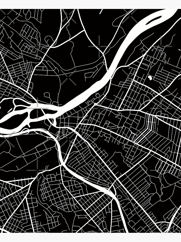 Thumbnail 2 of 2, Postcard, Schenectady New York Map Line Art - Black Background designed and sold by bird767.