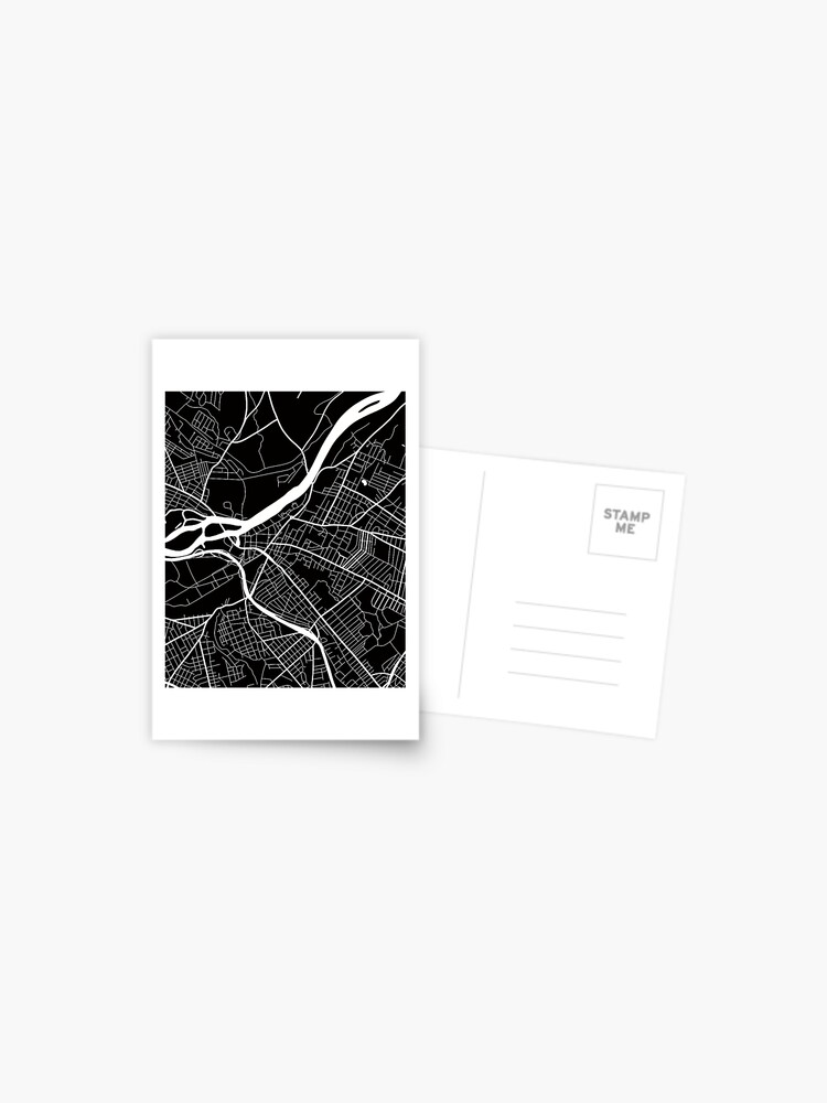 Thumbnail 1 of 2, Postcard, Schenectady New York Map Line Art - Black Background designed and sold by bird767.