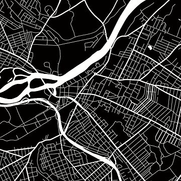 Artwork thumbnail, Schenectady New York Map Line Art - Black Background by Rachel McNeil