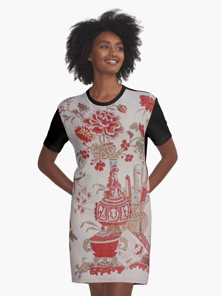 Toile de Jouy 18th Century French Print: Oriental Vintage French Floral  Print | Graphic T-Shirt Dress