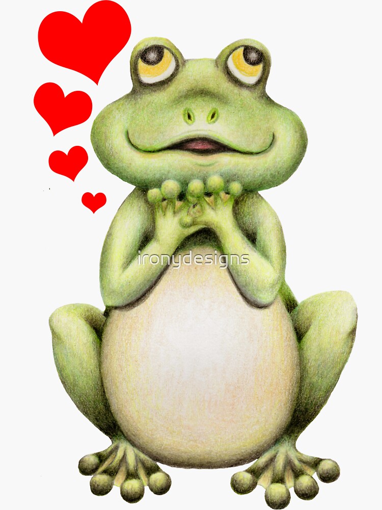 "Cute Frog Love " Sticker by ironydesigns Redbubble