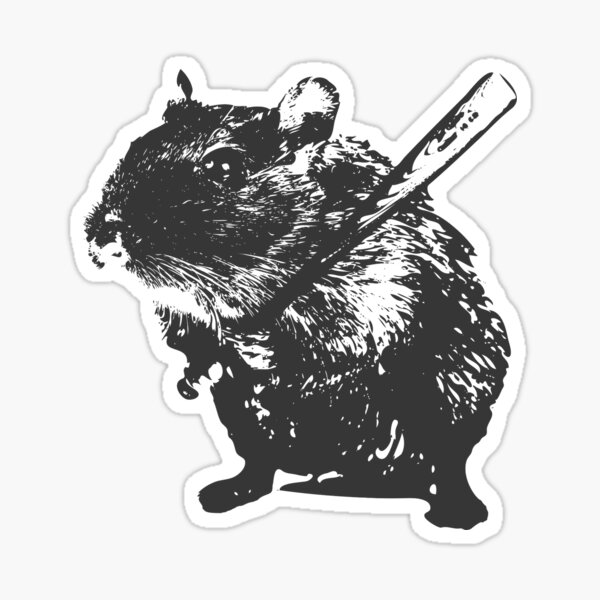Angry street art mouse / hamster (baseball edit) Sticker