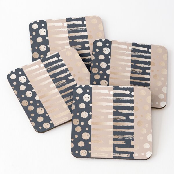 Item preview, Vertical Patchwork Stripes in Contrasting Rose Gold and Navy Stripes and Dots Pattern designed and sold by squishyrainbow.