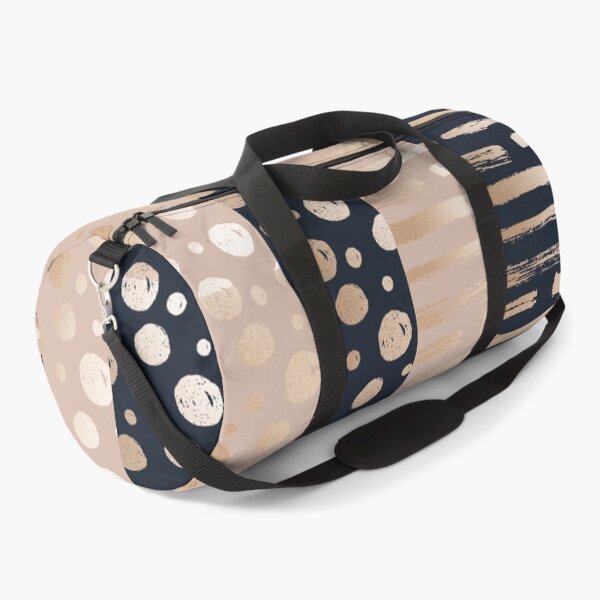 Item preview, Vertical Patchwork Stripes in Contrasting Rose Gold and Navy Stripes and Dots Pattern designed and sold by squishyrainbow.