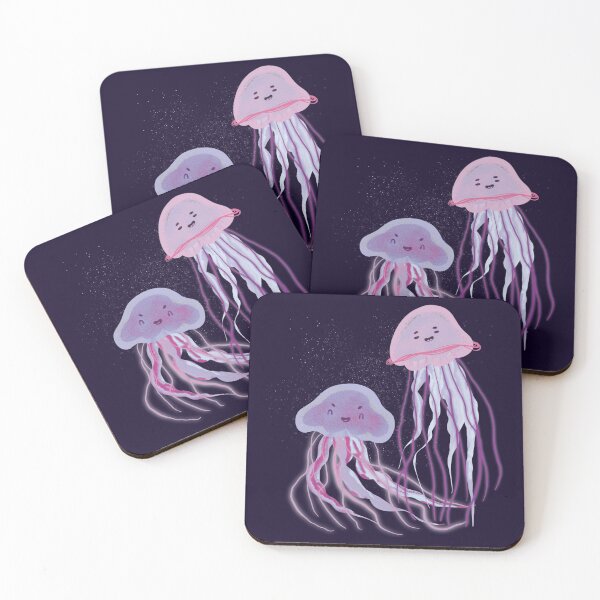 Item preview, Cute Cartoon Watercolor Blue and Pink Jellyfish designed and sold by TheRainbowRoom.