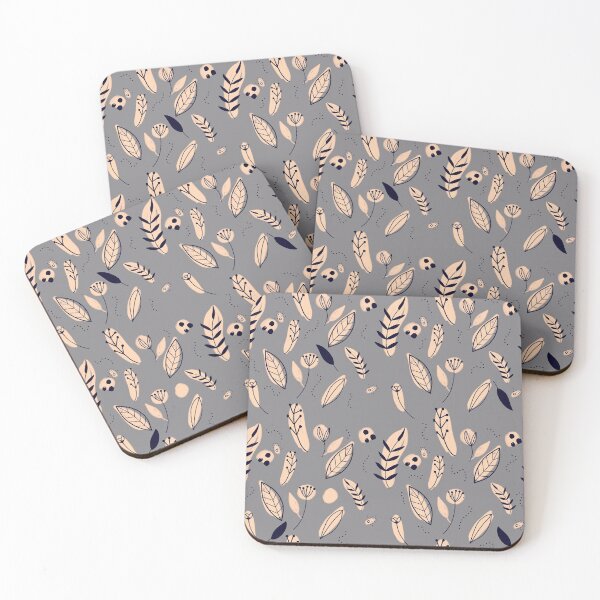 Item preview, Gray and Muted Peach Modern Leaves Pattern  designed and sold by leahcreates.