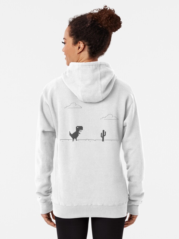 You Are Offline T-Rex [Dino Run] Pixel Art Dinosaur Game Pullover Hoodie