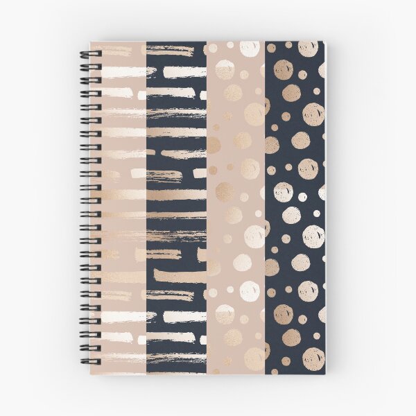 Item preview, Vertical Patchwork Stripes in Contrasting Rose Gold and Navy Stripes and Dots Pattern designed and sold by squishyrainbow.