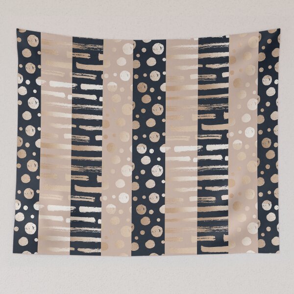 Item preview, Vertical Patchwork Stripes in Contrasting Rose Gold and Navy Stripes and Dots Pattern designed and sold by squishyrainbow.