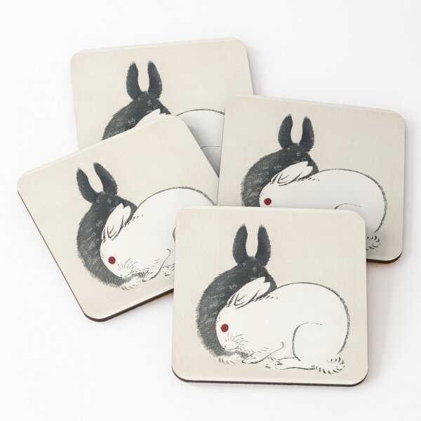 Item preview, Black and white rabbits by Kōno Bairei designed and sold by SFTStudio.
