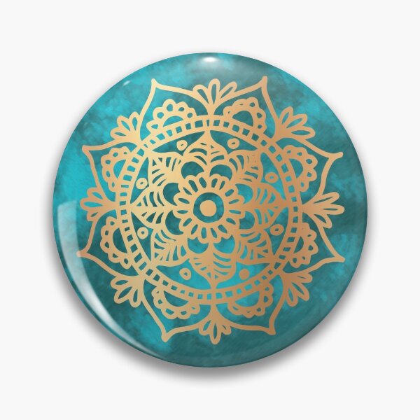 Item preview, Turquoise and Gold Mandala Pattern designed and sold by Julie Erin Designs.