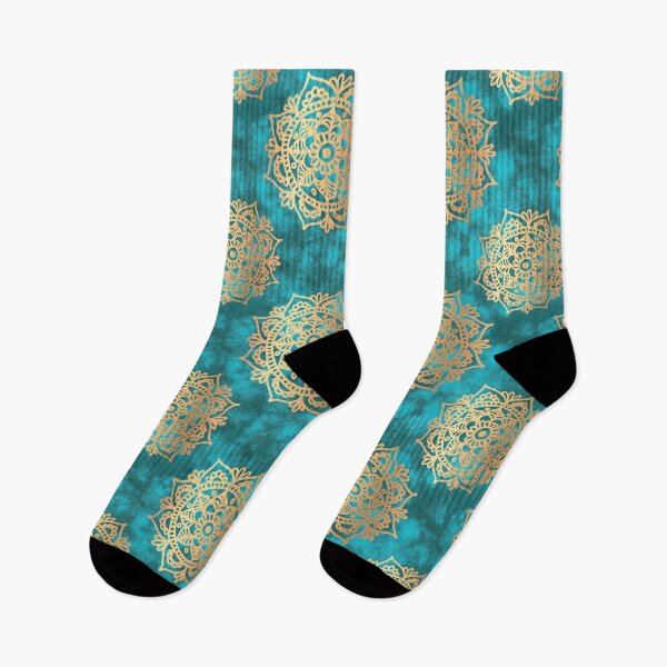 Item preview, Turquoise and Gold Mandala Pattern designed and sold by Julie Erin Designs.