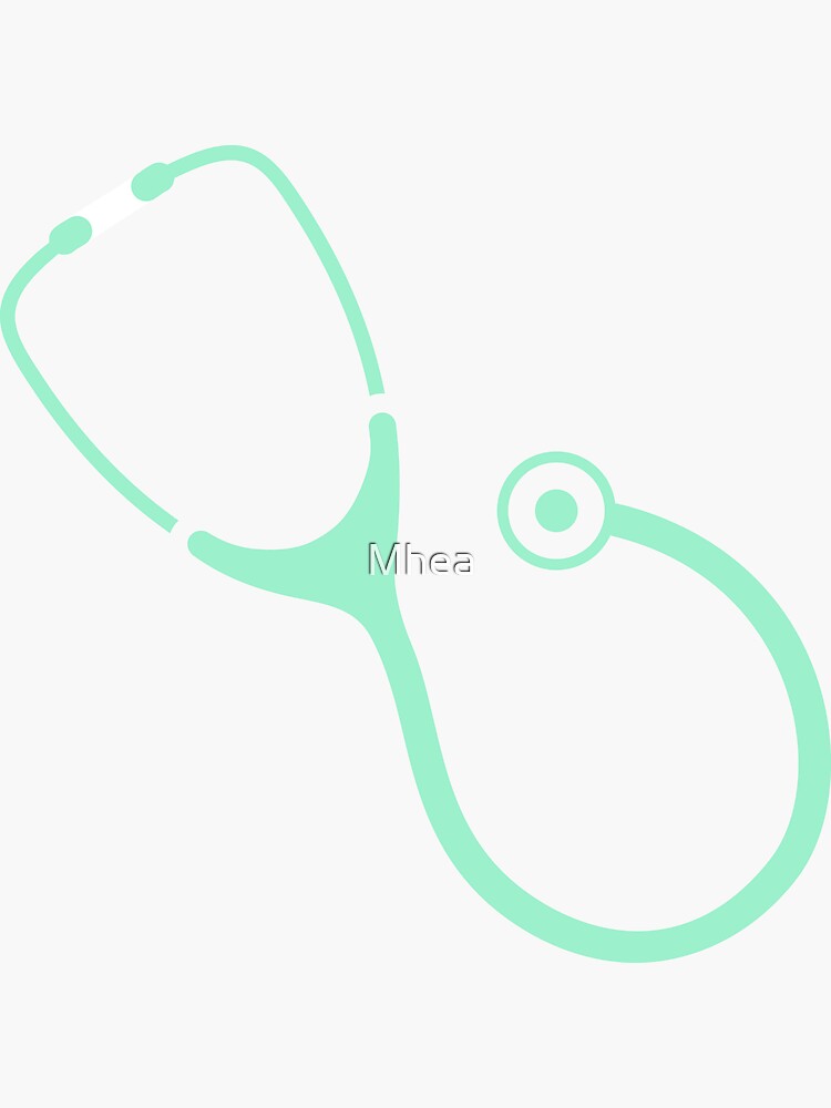"Mint green simple stethoscope logo sticker" Sticker by Mhea Redbubble