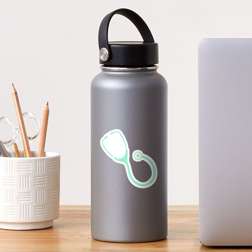 "Mint green simple stethoscope logo sticker" Sticker for Sale by Mhea