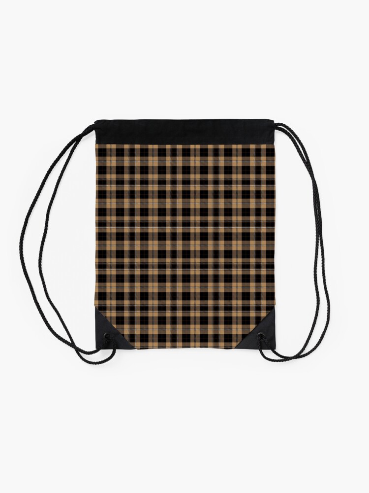 Alternate view of academia_ tan tartan 1 Drawstring Bag