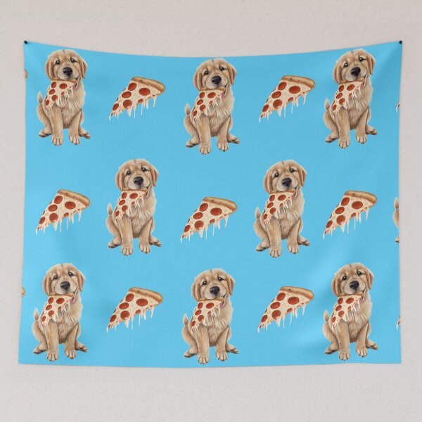 Item preview, Golden retriever puppy with a slice of pizza designed and sold by Mehu.